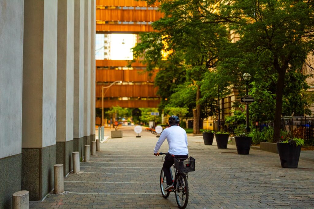 Man cycling in Toronto